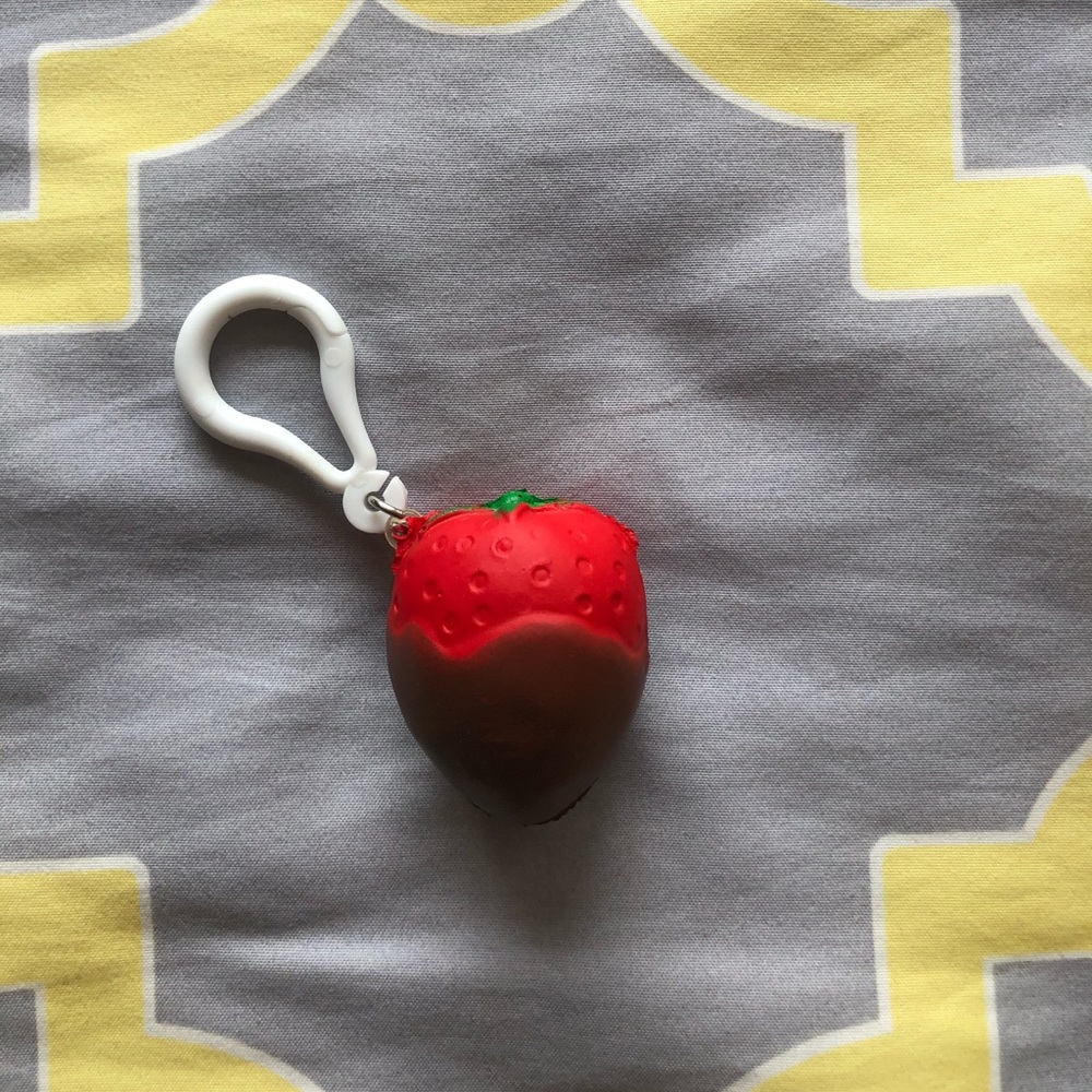 Chocolate Covered Strawberry Squishy Keychain